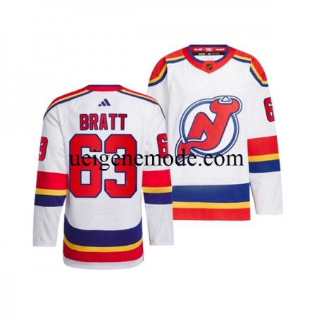 Herren New Jersey Devils Eishockey Trikot JESPER BRATT 63 Adidas 2022-2023 Reverse Retro Weiß Authentic